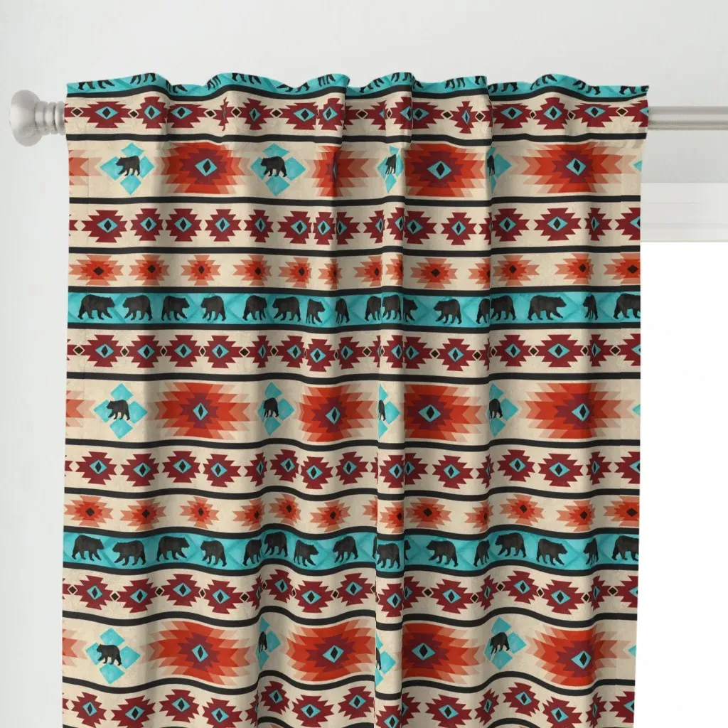 Big Bad Bear Cabincore Curtain Panel - Terracotta alternate view