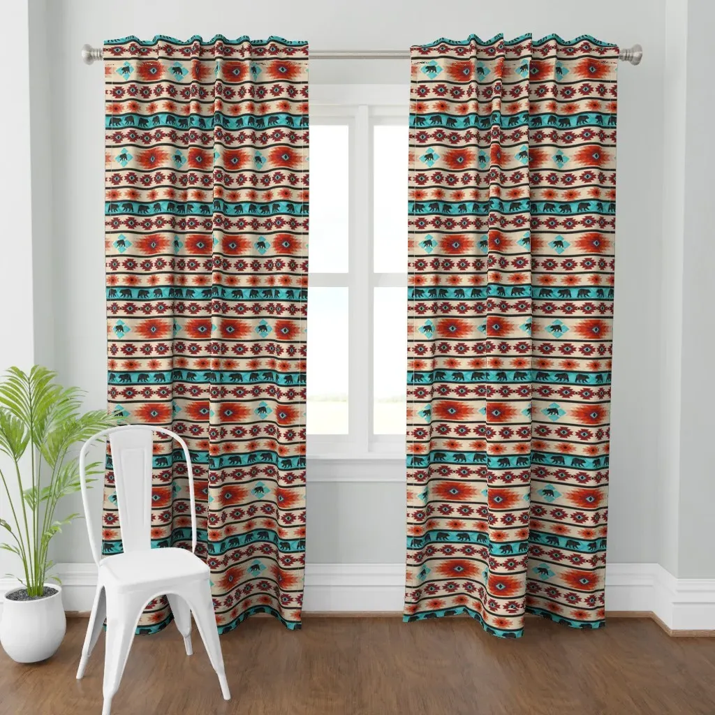 Big Bad Bear Cabincore Curtain Panel - Terracotta product