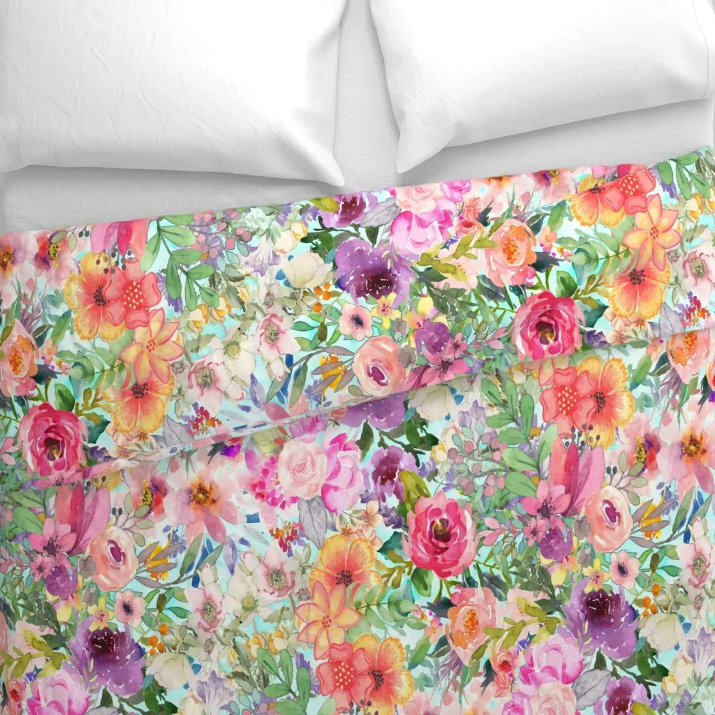 Big Beautiful Floral Bouquet Duvet Cover - Pink alternate view