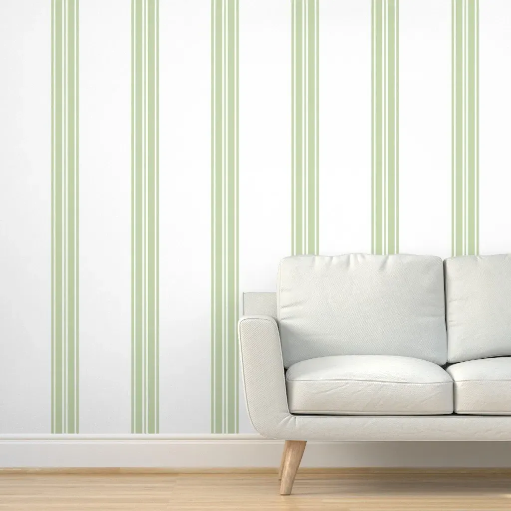 Big Ben Ticking Peel and Stick Wallpaper - Sage Green, White product