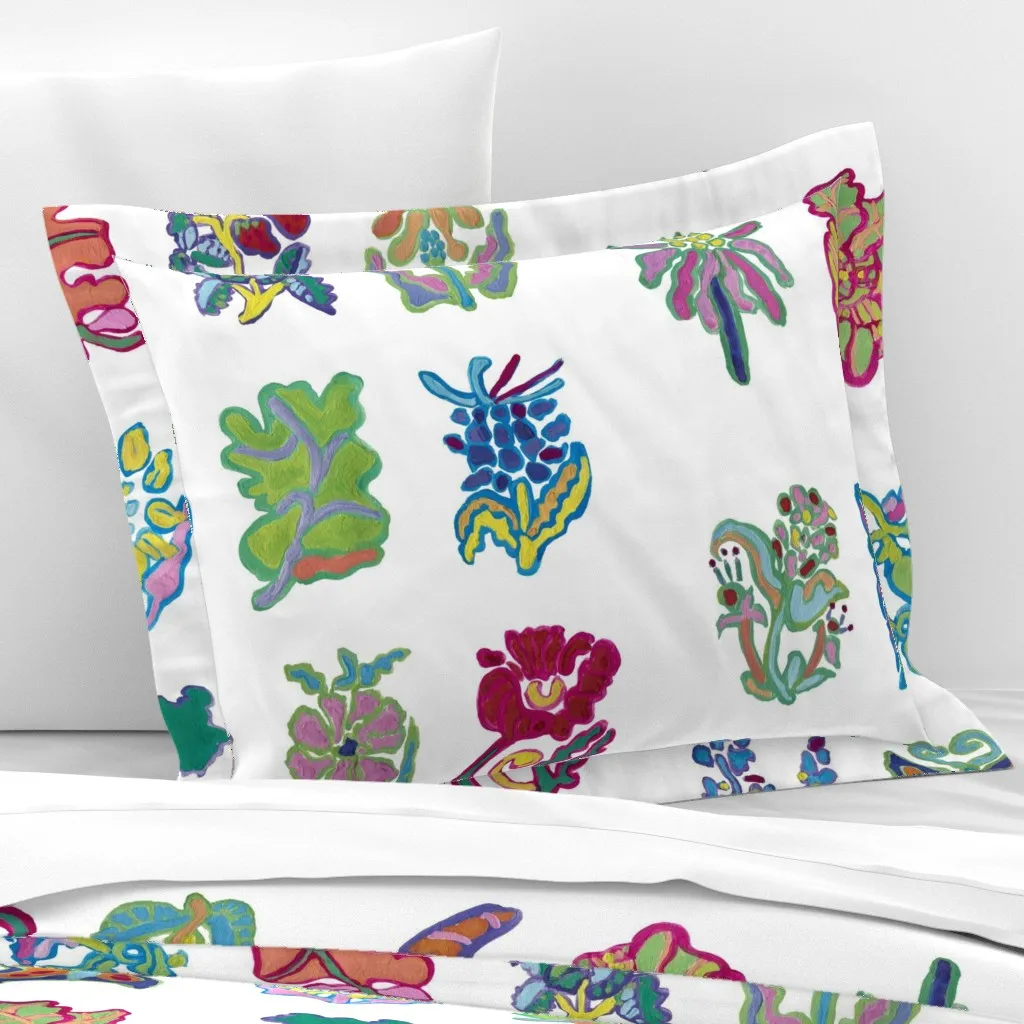 Big Blooms Standard Flanged Cushion Cover - Green, Cotton Sateen product