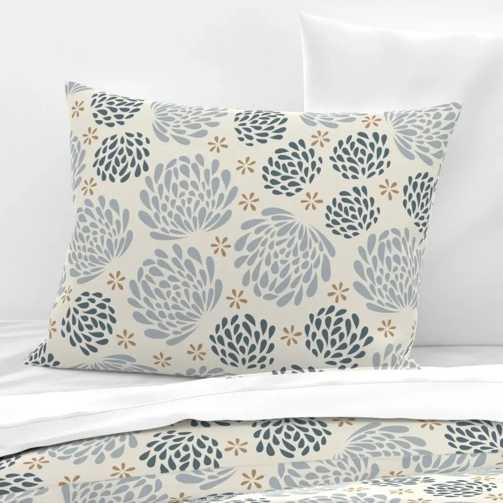 Big Blooms Standard Knife Edge Cushion Cover - Light Gray, Cotton product