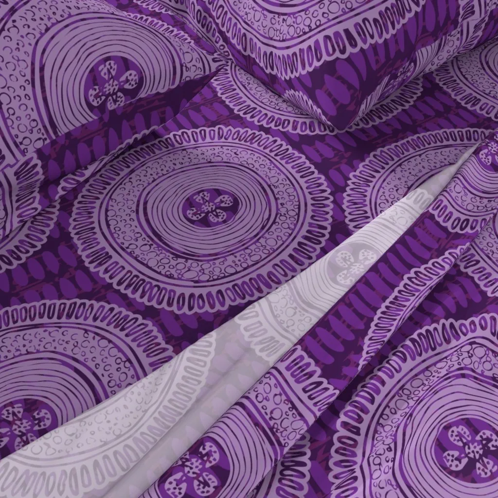 Big Bold Boho Hippie Fantasy Flower On Dots King Sheet Set - Purple alternate view