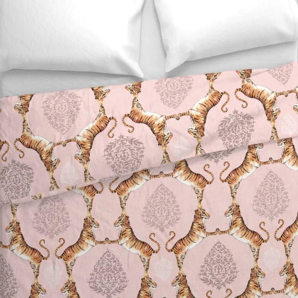 Big Cat Damask Large Duvet Cover - Blush alternate view