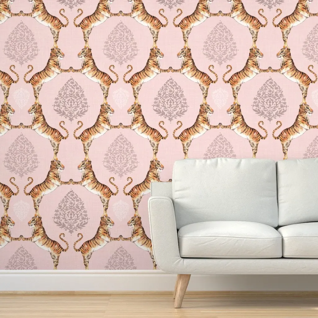 Big Cat Damask Peel and Stick Wallpaper Removable - Blush product