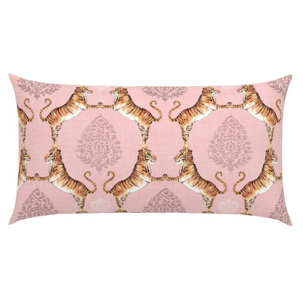 Big Cat Damask Rose Quartz King Size Pillow Sham - Orange product
