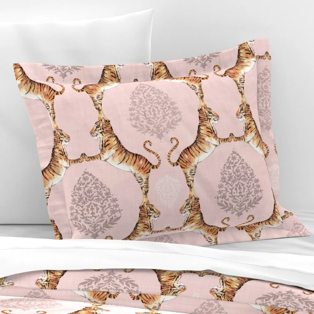 Big Cat Damask Standard Flanged Cushion Cover - Orange, Cotton Sateen product
