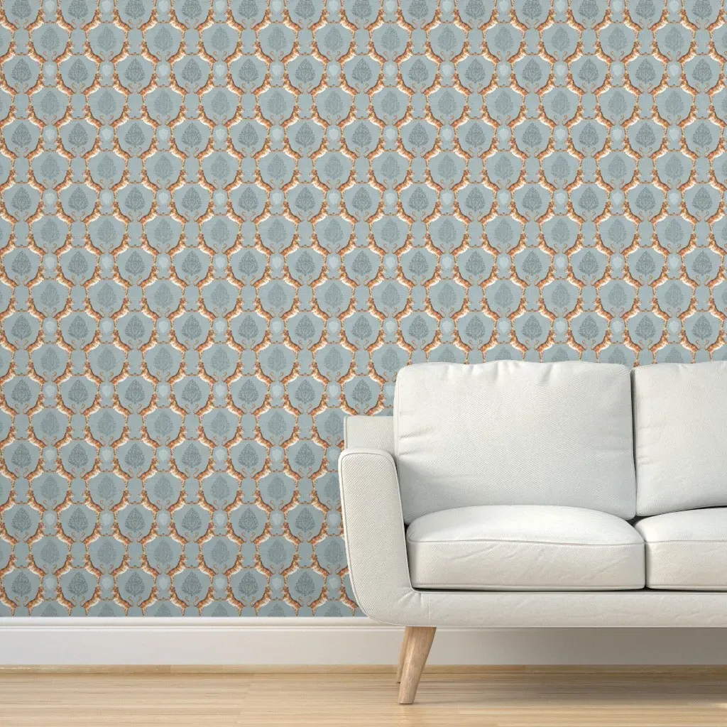 Big Cat Damask Tiger Peel and Stick Wallpaper - Silver product