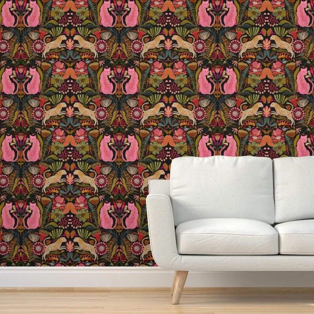 Big Cats Cheetah Print Peel and Stick Wallpaper - Pink product