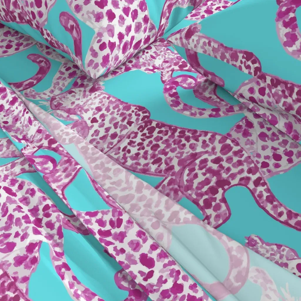 Big Cats Raspberry Aqua Queen Sheet Set - Pink alternate view