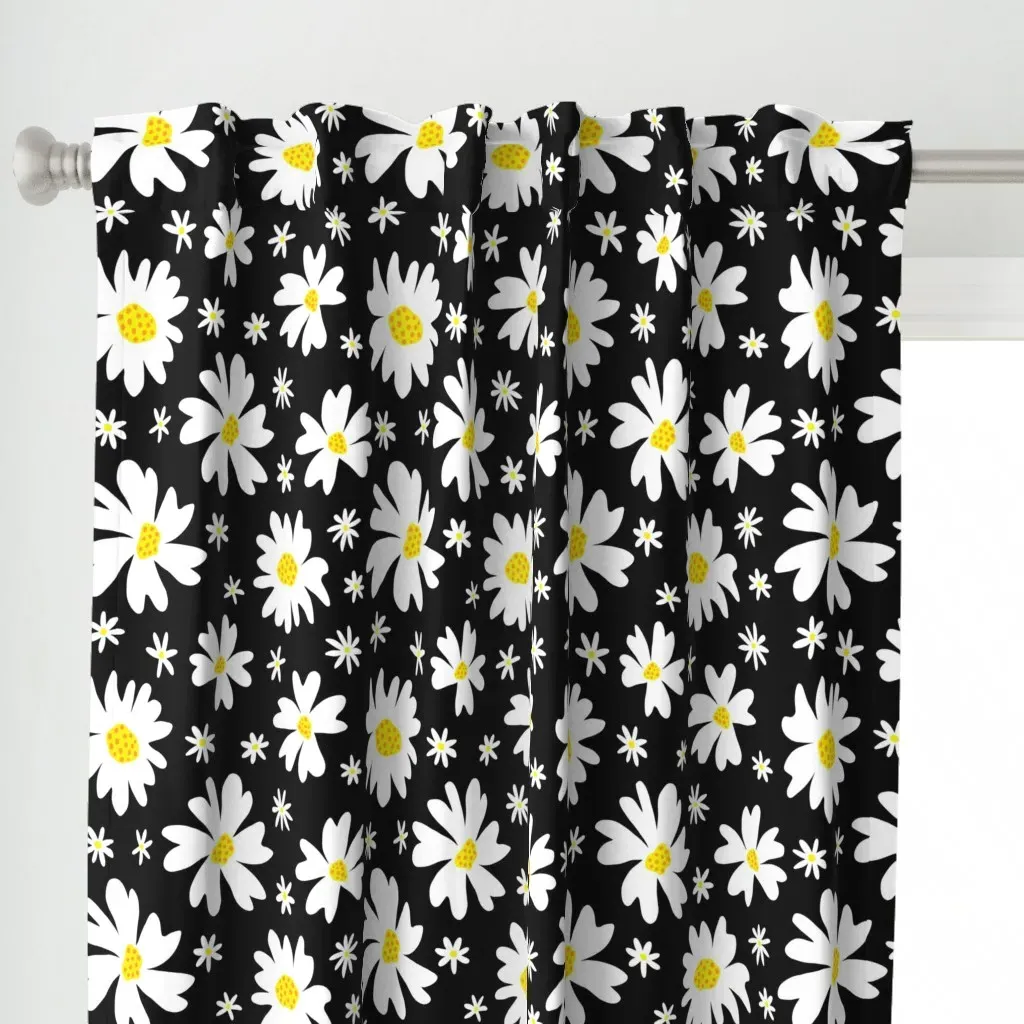 Big Flowers Curtain Panel - Black & White alternate view