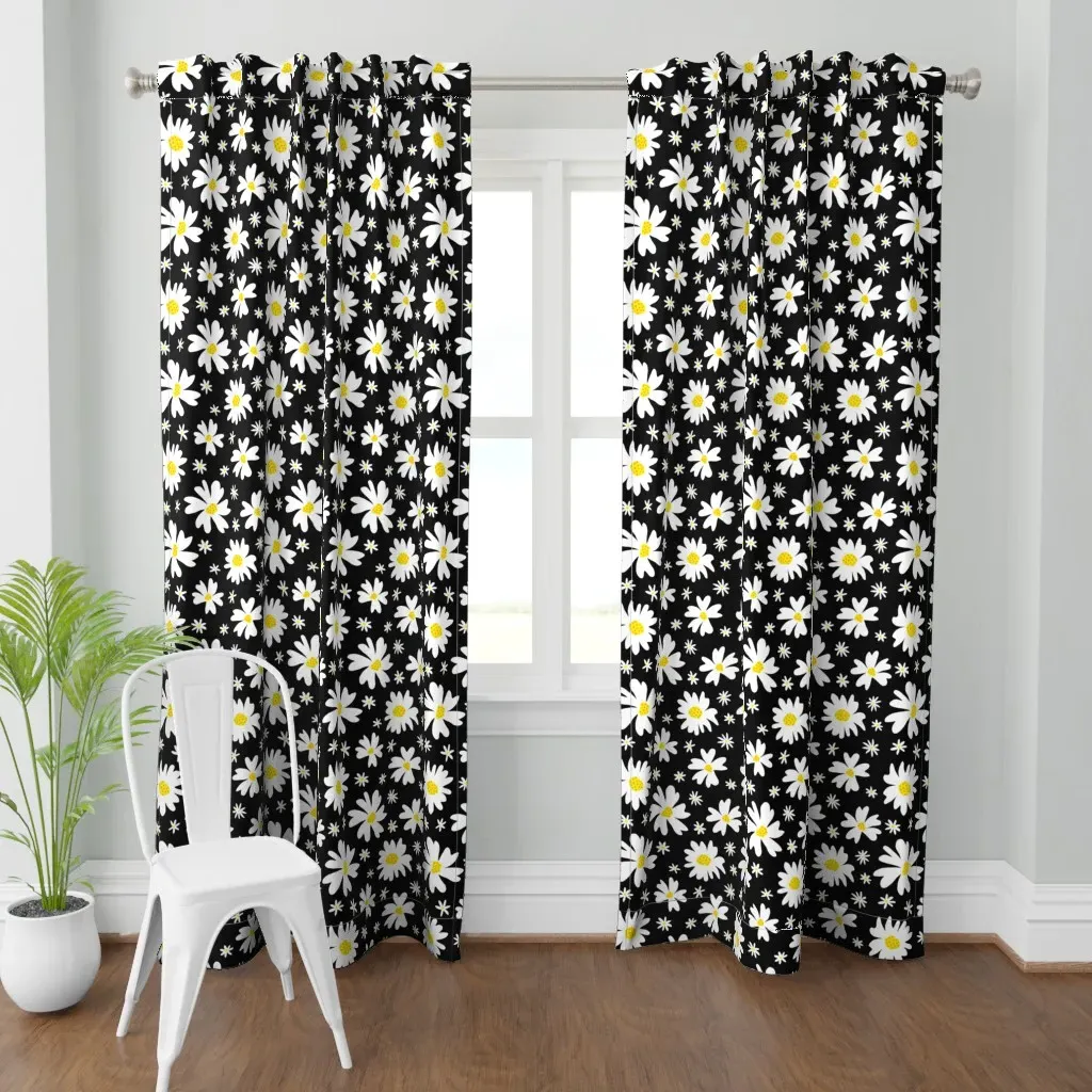 Big Flowers Curtain Panel - Black & White product
