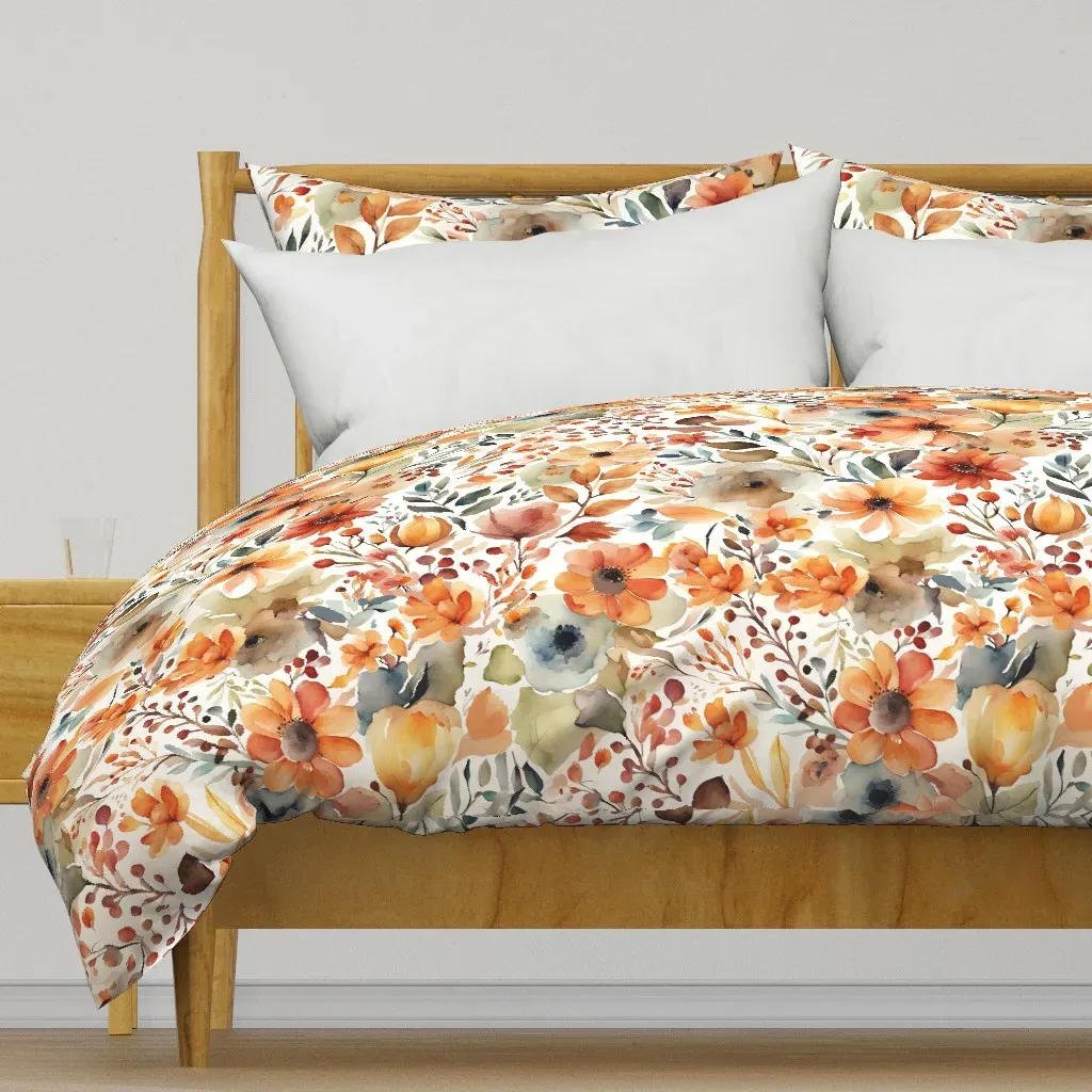 Big Flowers Pattern Duvet Cover - Orange product
