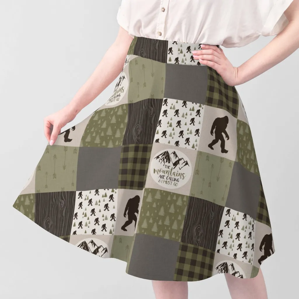 Big Foot The Mountains Are Calling Cheater Quilt Fabric - Green, Brown alternate view