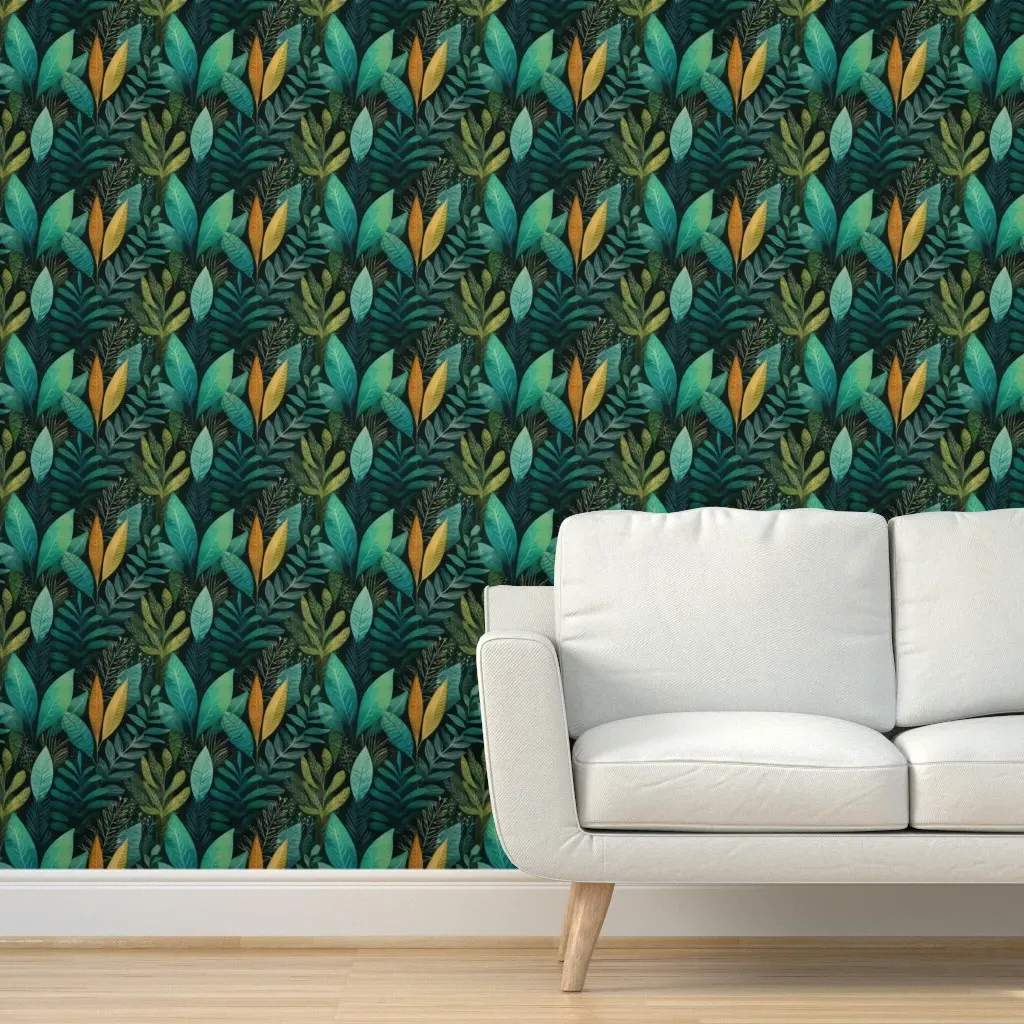 Big Leaves Watercolor Peel and Stick Wallpaper - Green product