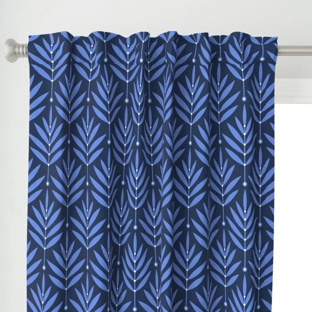 Big Navy Blue Leaves 0038 Curtain Panel - Periwinkle Blue alternate view