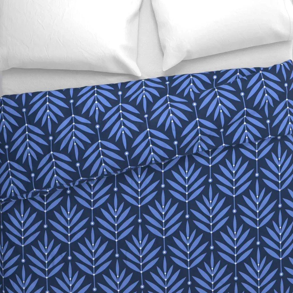 Big Navy Blue Leaves 0038 R Duvet Cover - Periwinkle Blue alternate view