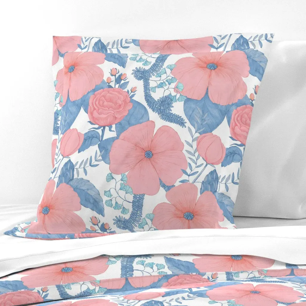 Big Pencil Flowery Garden Euro Pillow Sham - Pink product