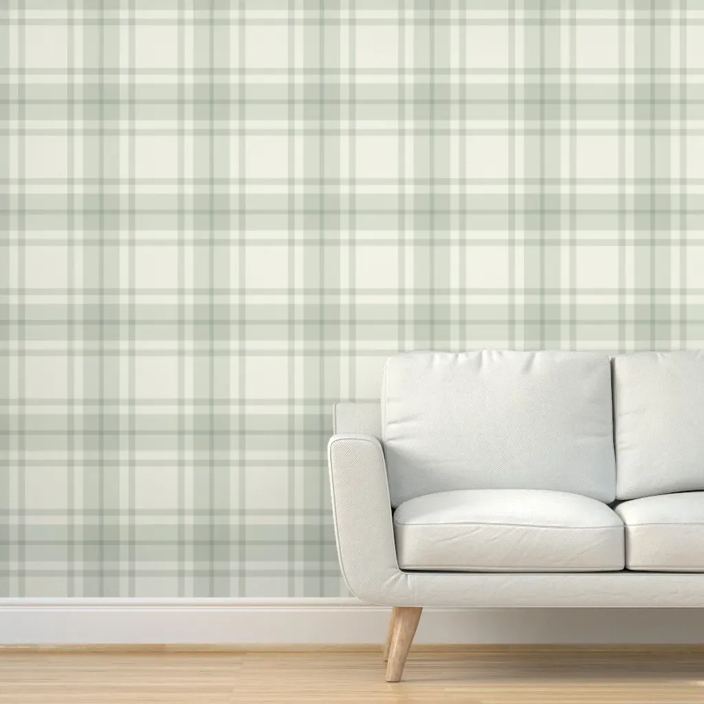 Big Soft Plaid Peel and Stick Wallpaper - Earthy Green product