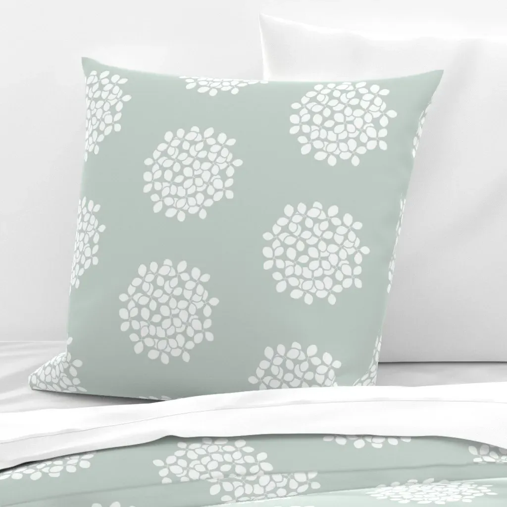 Big White Hydrangea Petals Euro Pillow Sham - White product