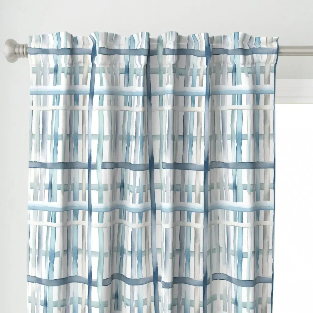 Big Woven Watercolor Curtain Panel - Light Blue alternate view