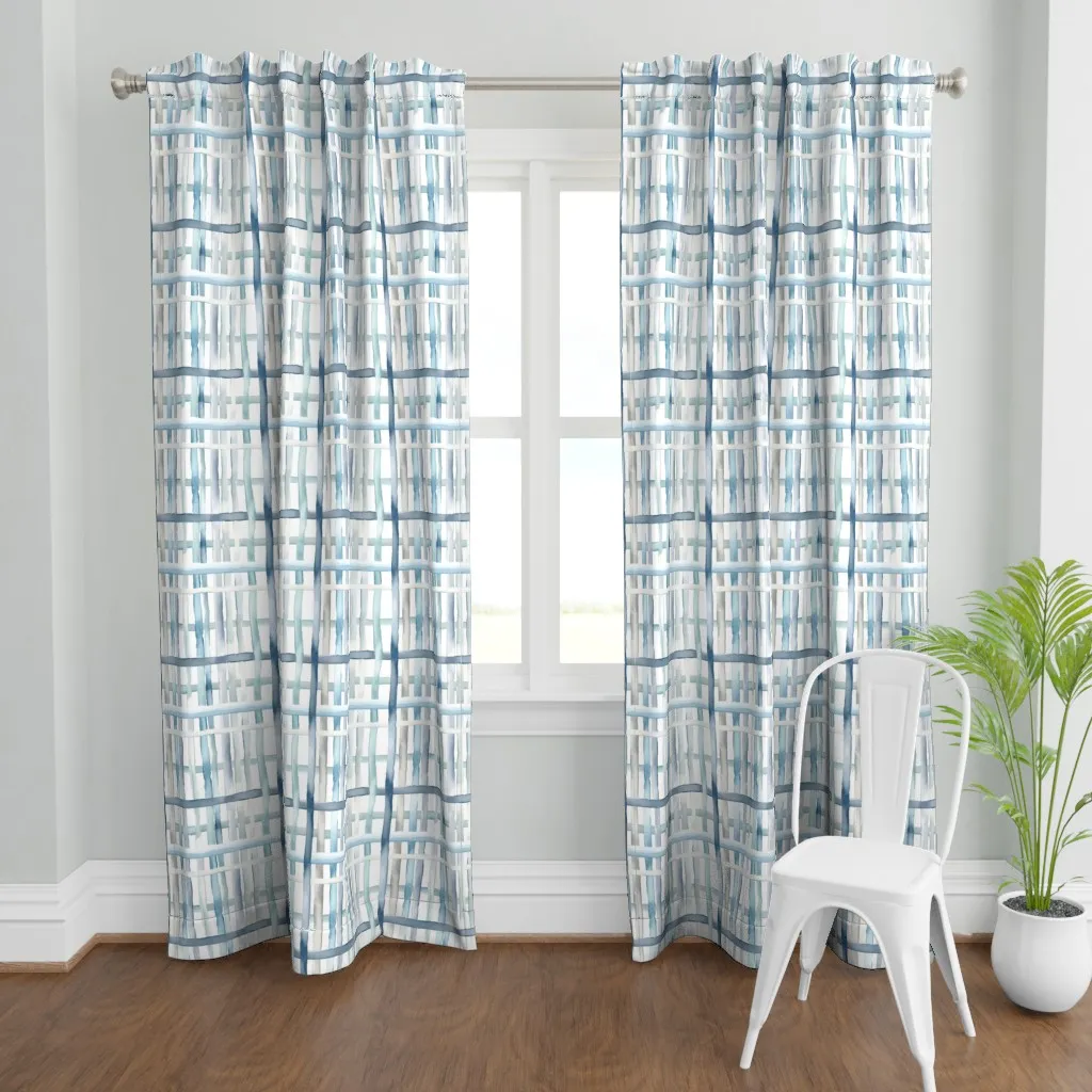Big Woven Watercolor Curtain Panel - Light Blue product