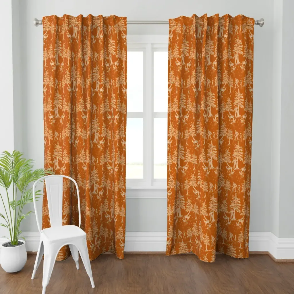Bigfoot & Friends Curtain Panel - Burnt Orange product