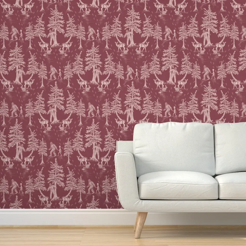Bigfoot & Friends Peel and Stick Wallpaper - Dusty Rose product