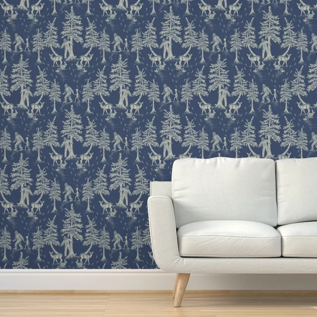 Bigfoot & Friends Peel and Stick Wallpaper - Navy Blue product