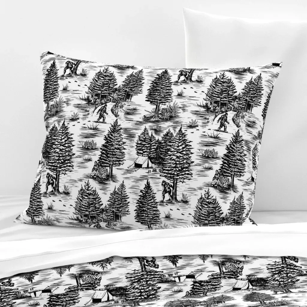 Bigfoot Toile De Jouy Standard Knife Edge Pillow - Black, Cotton Sateen product