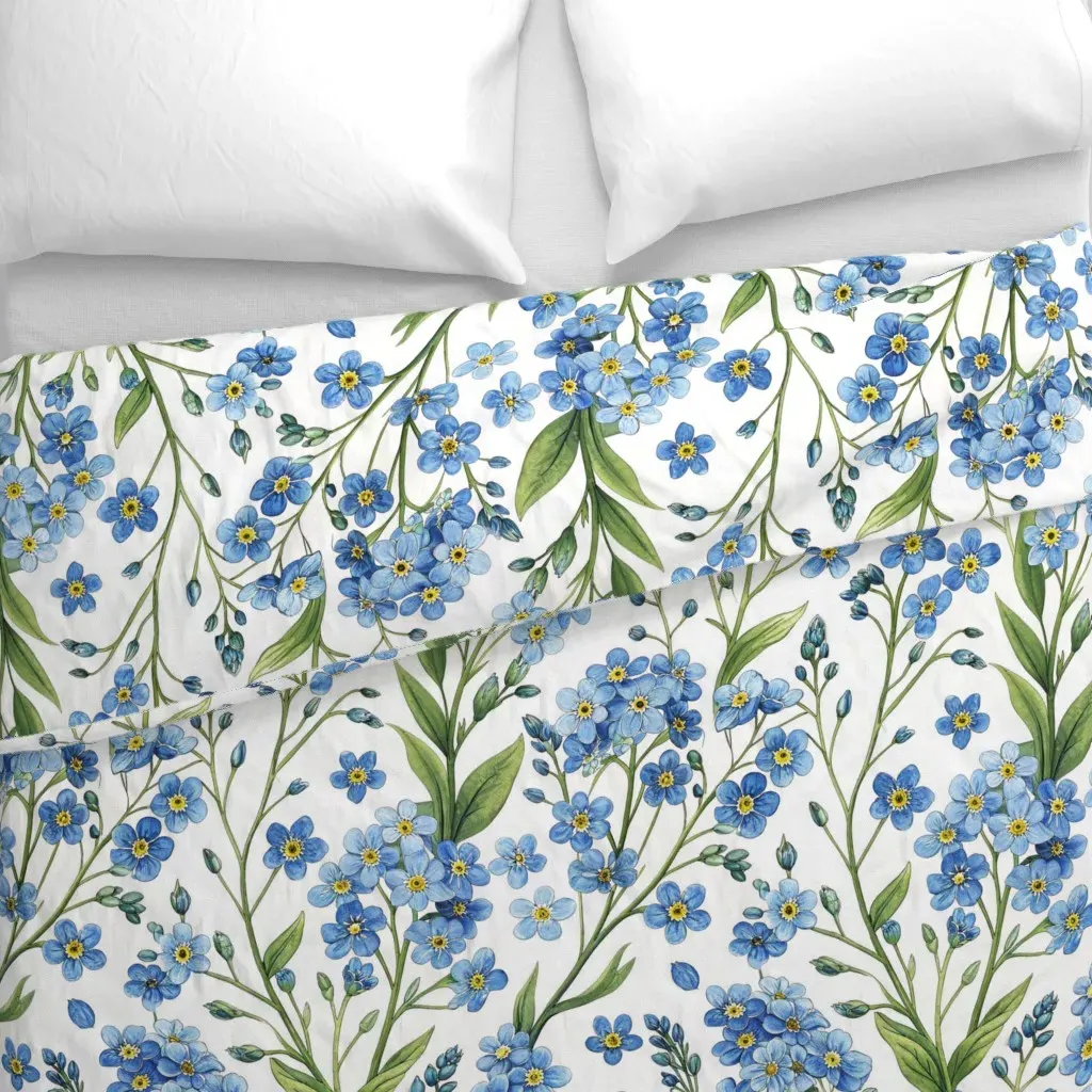 Bigger Blue Forget Me Nots Duvet Cover - Blue alternate view
