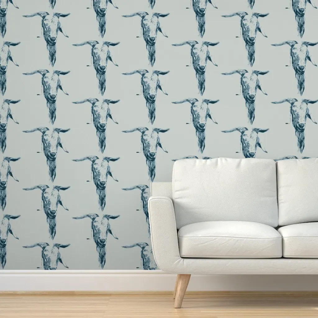 Billy Goats Gruff Peel and Stick Wallpaper - Light Blue product