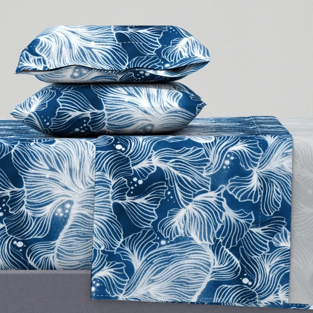 Bioluminescence Corals Queen Sheet Set - White product