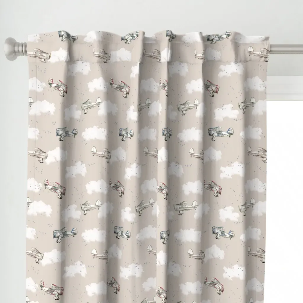 Biplanes And Clouds Curtain Panel - Beige alternate view