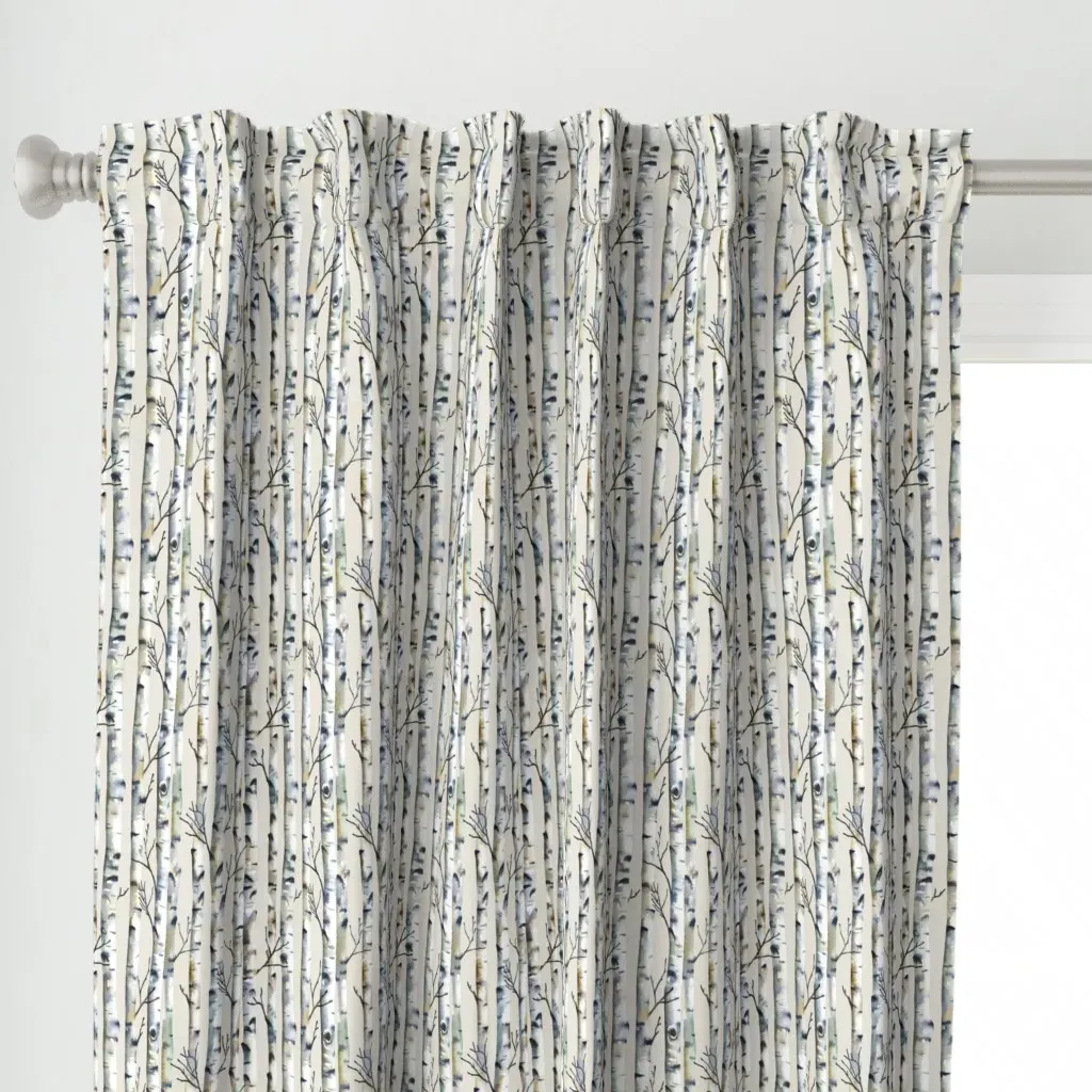 Birch Forest Curtain Panel - Cream, White alternate view