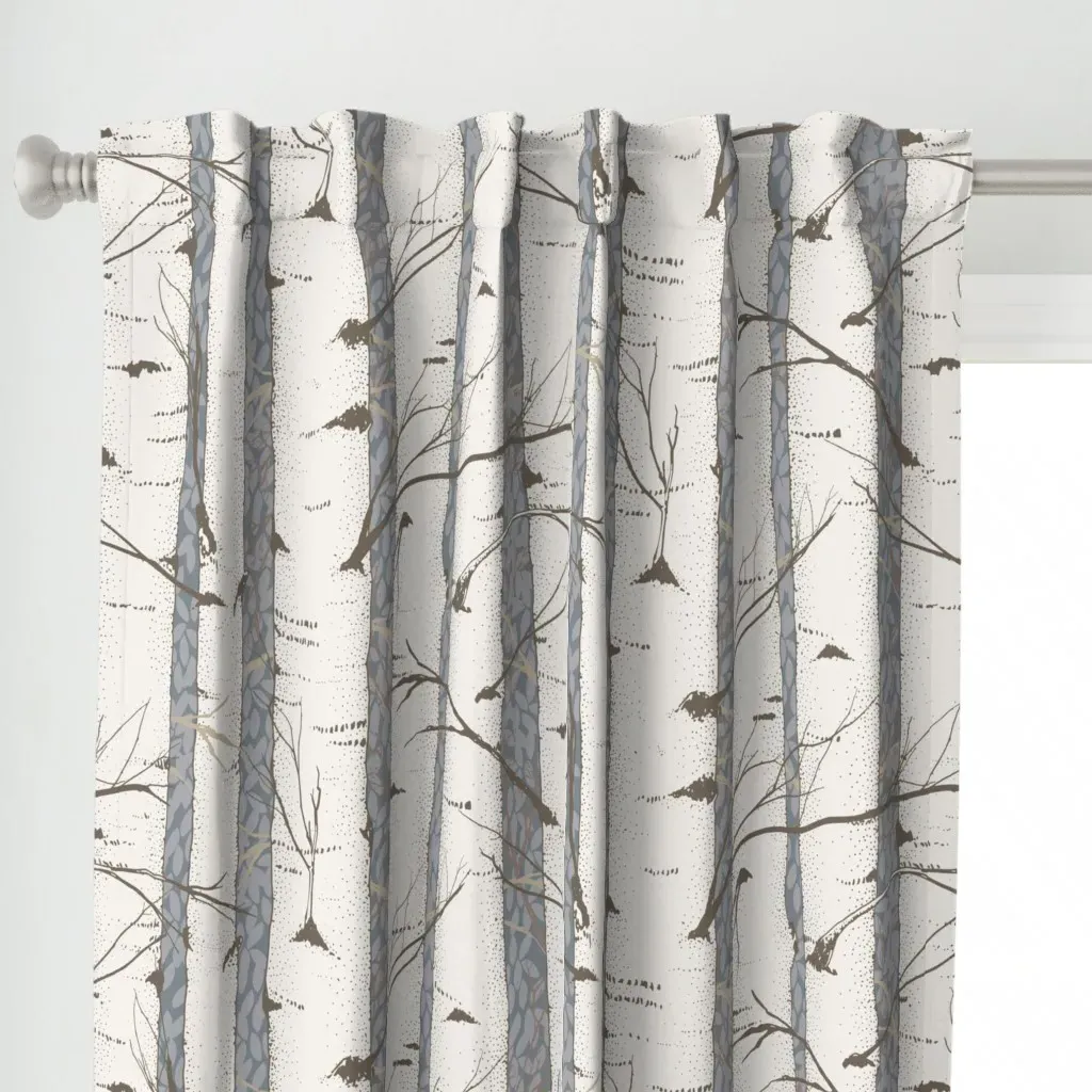 Birch Forest Jumbo Curtain Panel - Gray-Blue alternate view