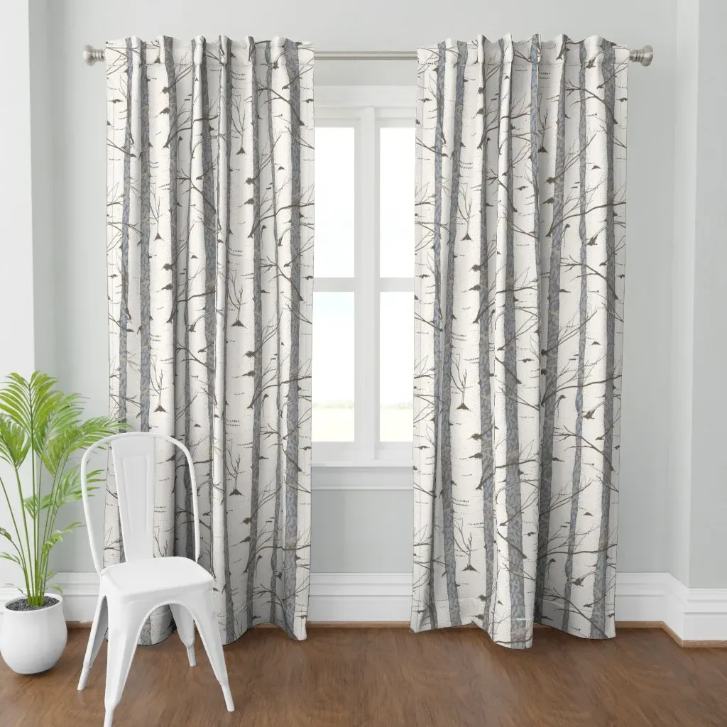 Birch Forest Jumbo Curtain Panel - Gray-Blue product