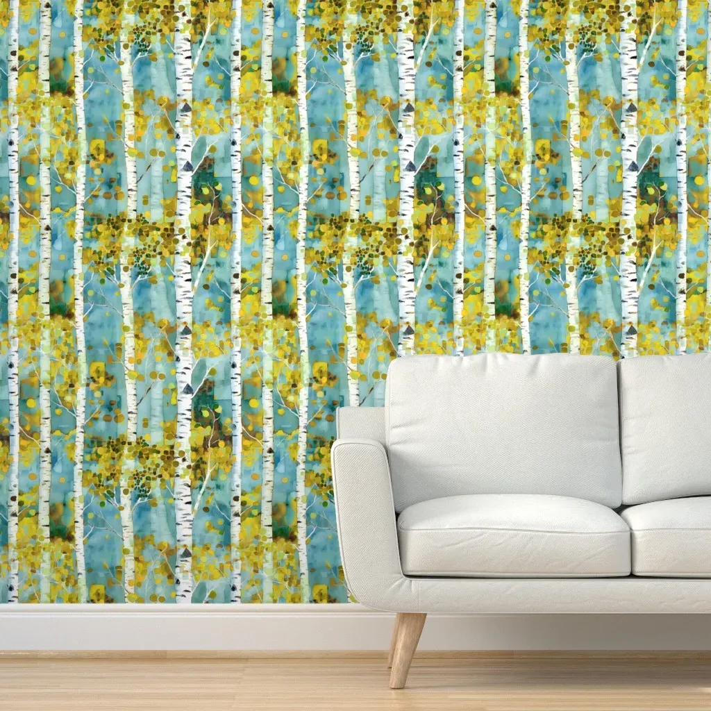 Birch Forest Uprising Peel and Stick Wallpaper - Gold product