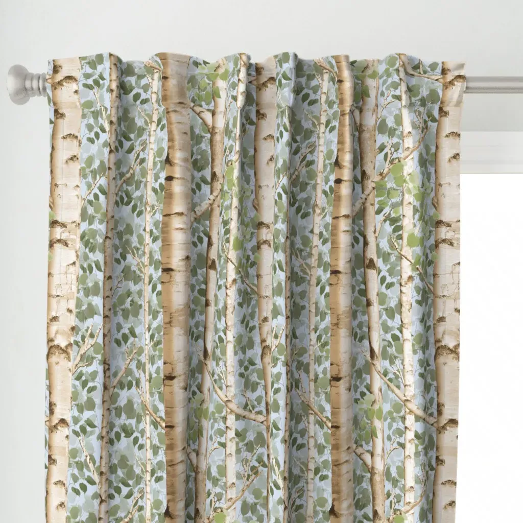 Birch Grove In Summer Curtain Panel - Beige alternate view