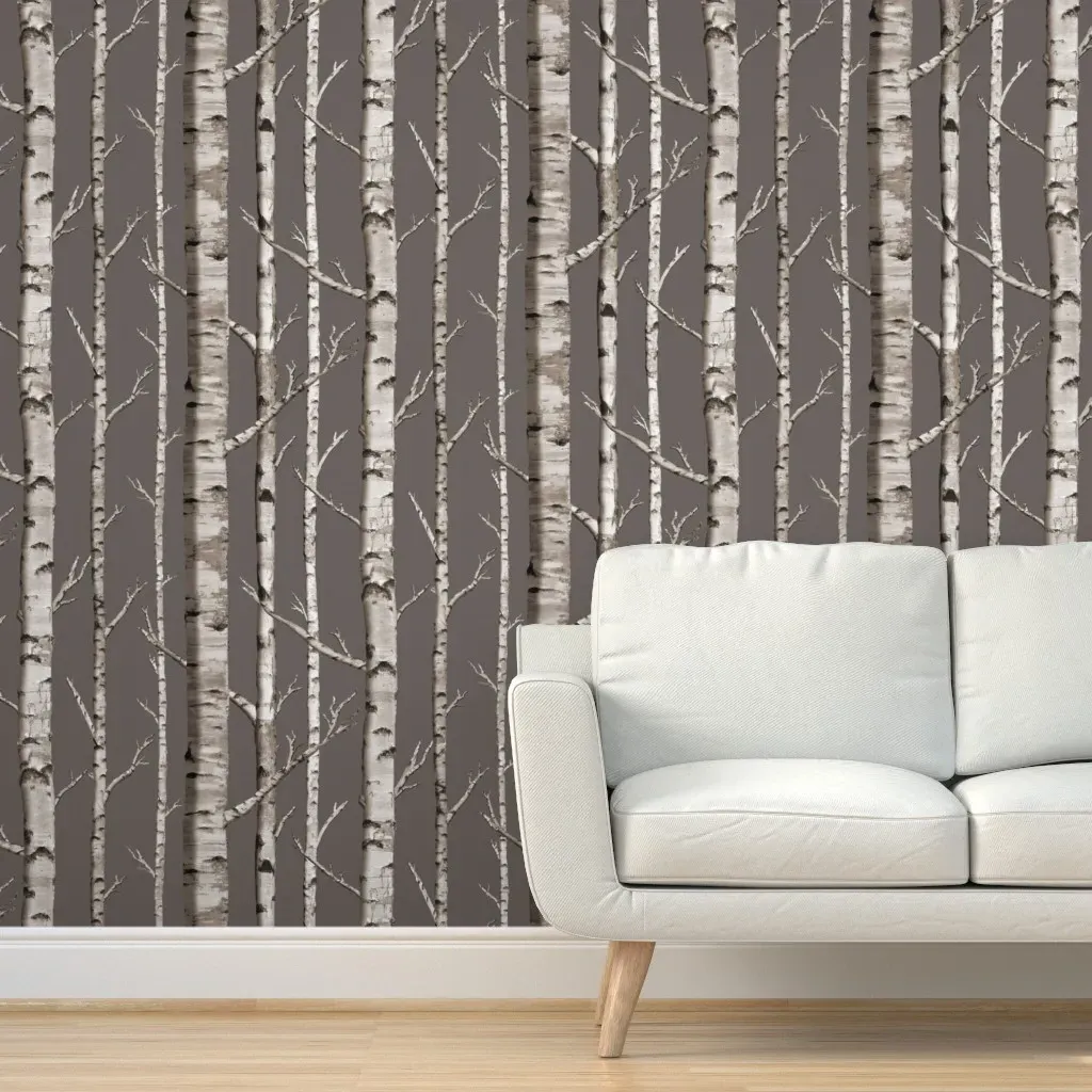 Birch Grove Peel and Stick Wallpaper - Gray, Brown, White product