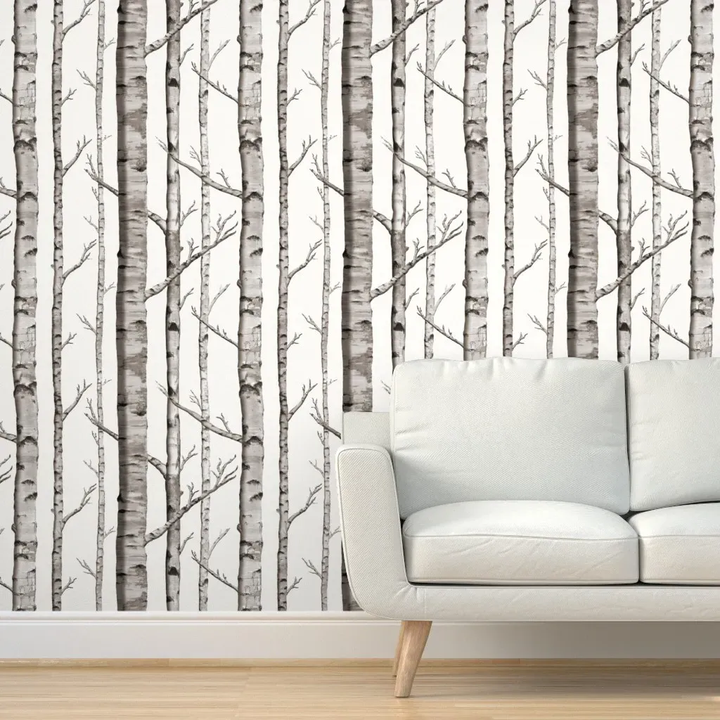 Birch Grove Peel and Stick Wallpaper - Grey, Fabric product