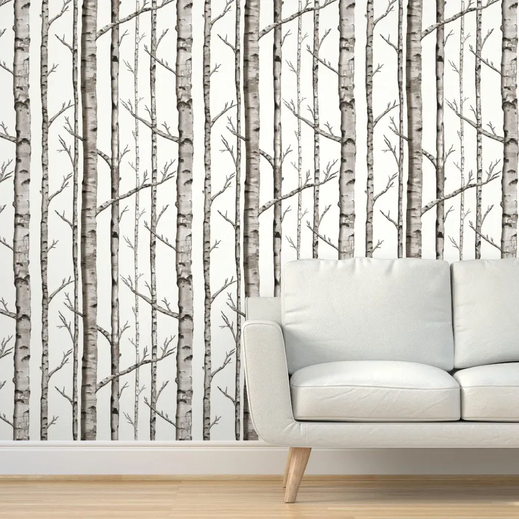 Birch Grove Peel and Stick Wallpaper - Grey, White product