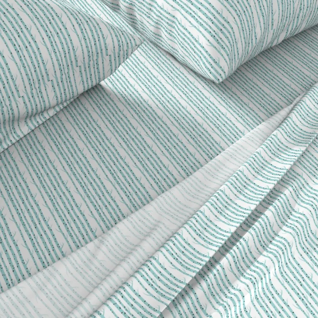 Birch Trees In Fabricology King Sheet Set - Light Blue alternate view