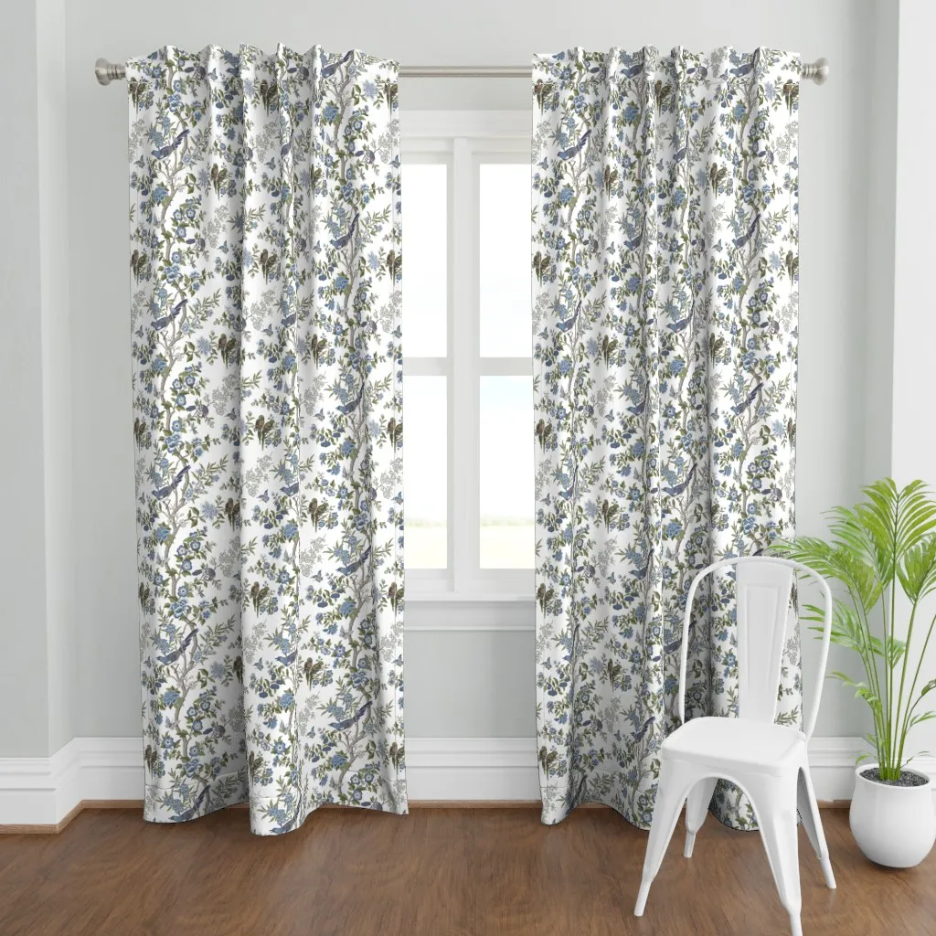 Bird Chinois Curtain Panel - Blue product