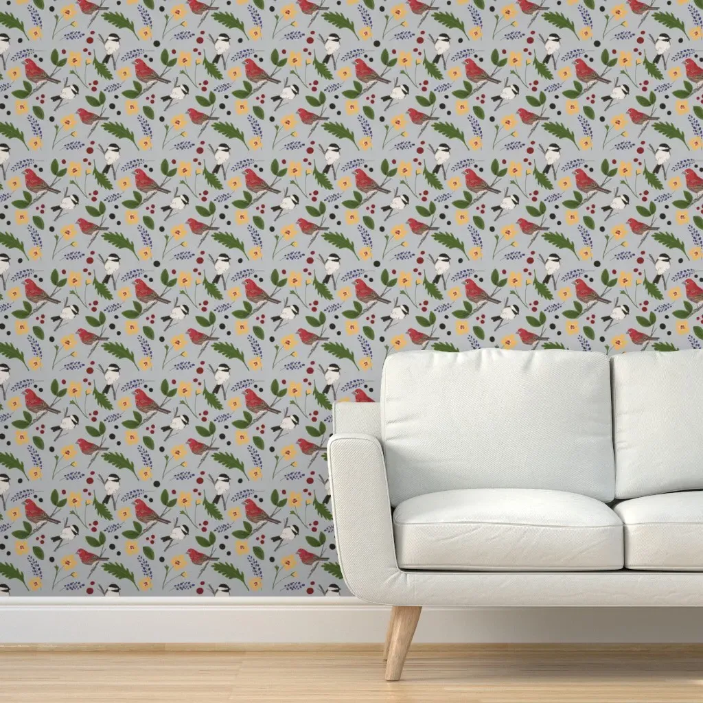 Bird Garden Peel and Stick Wallpaper - Gray product
