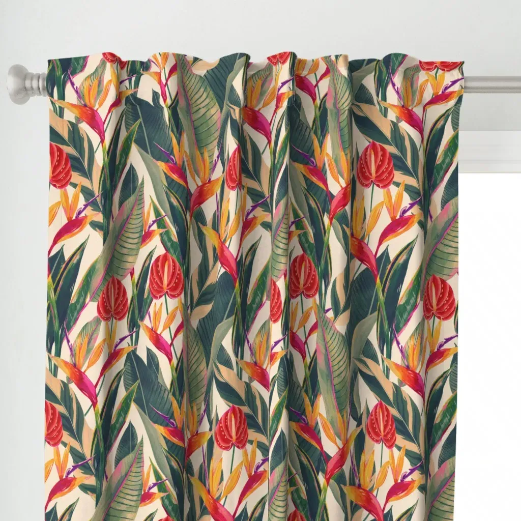 Bird Of Paradise 21" Curtain Panel - Red-Orange alternate view