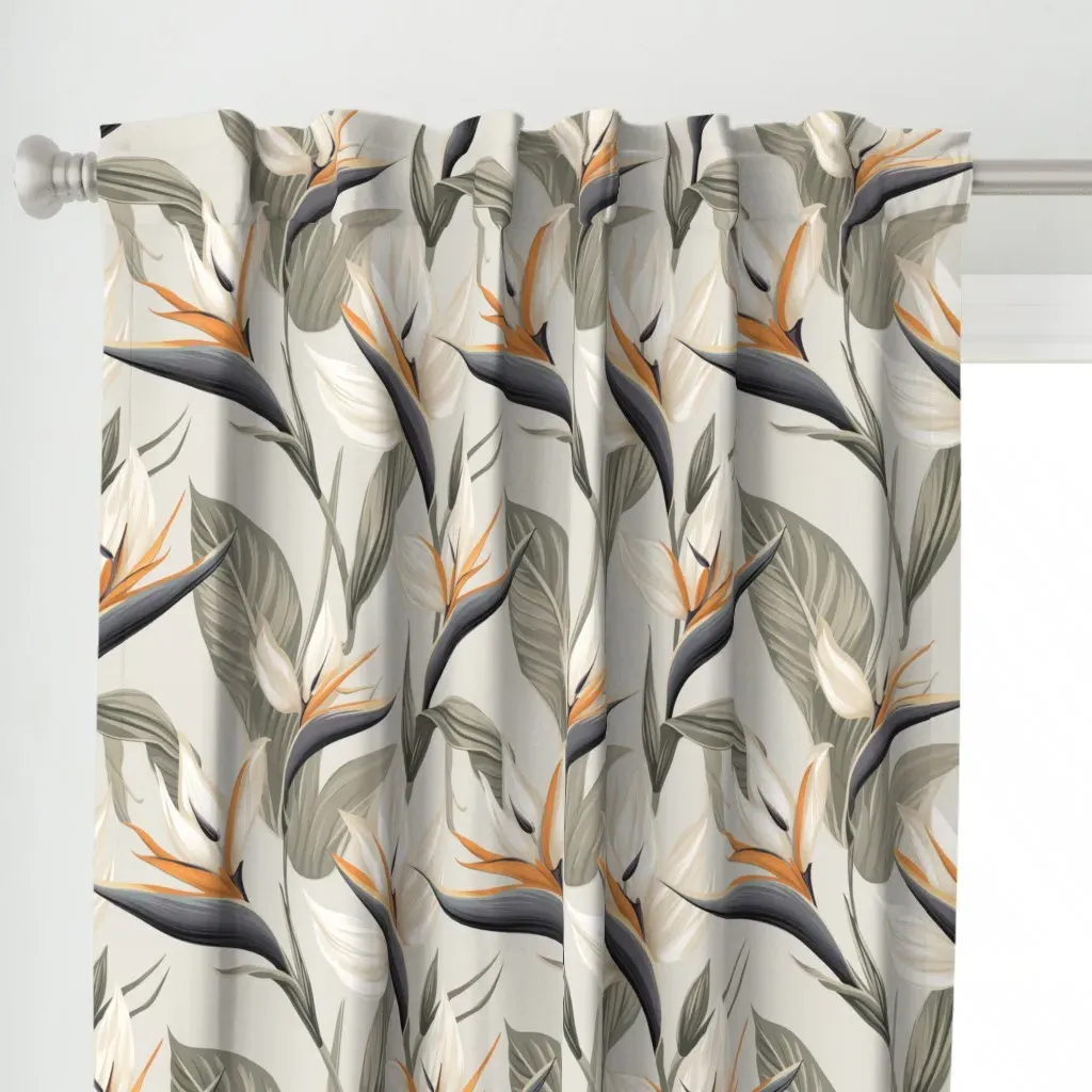Bird Of Paradise Curtain Panel - White alternate view