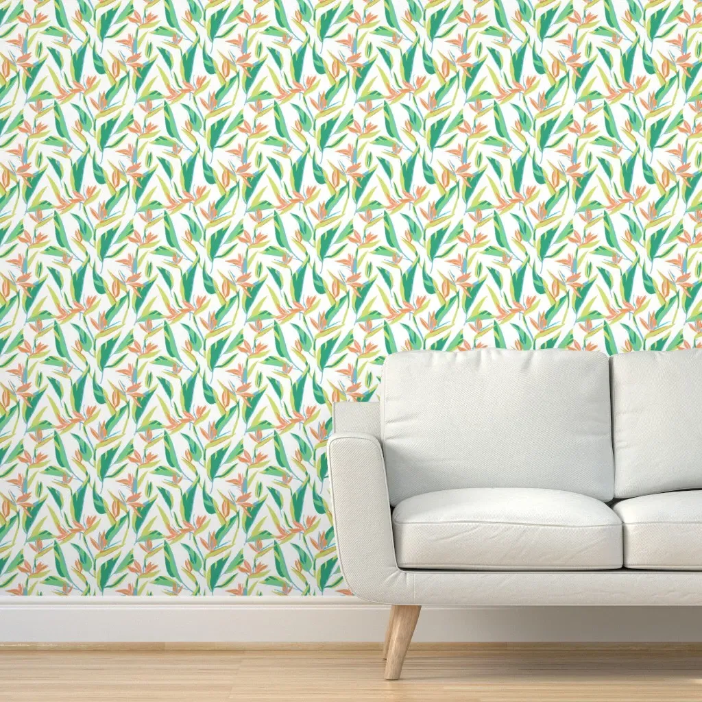 Bird Of Paradise Faded Peel and Stick Wallpaper - Green product
