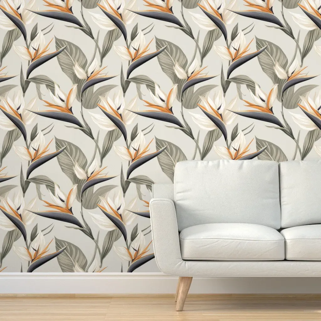Bird Of Paradise Peel and Stick Wallpaper - White product