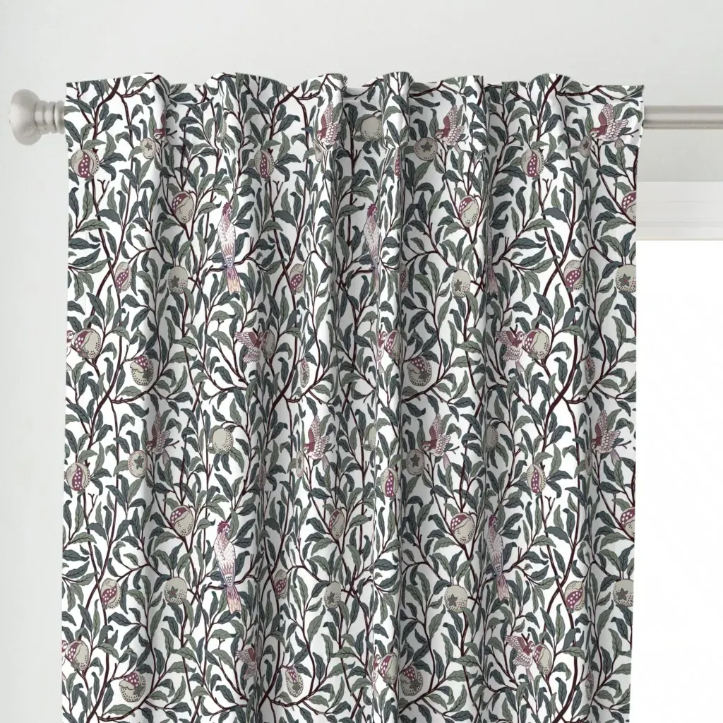 Bird & Pomegranate Curtain Panel - Dark Teal alternate view